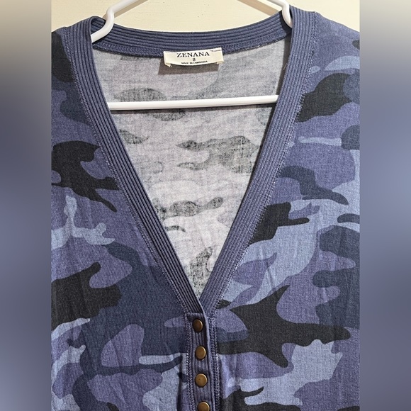 Zenana Womens Camouflage Print Snap Button Cardigan sz S - Picture 6 of 8